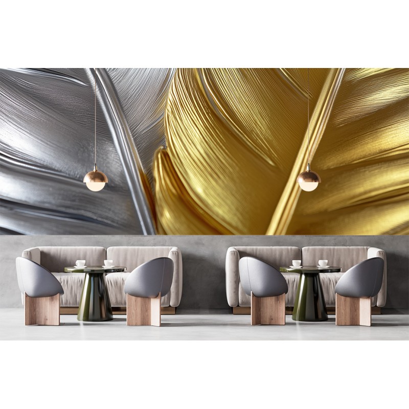 Fototapete Feather Leaves mit Metallic Finish