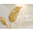 Fresque Murale de Feuilles de Bananier Dorées et Blanches
