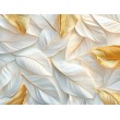 Fotomurale Foglie Bianche e Linee Dorate