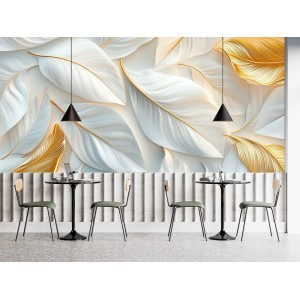 White Leaves with Golden...