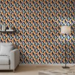 Abstract wallpaper multicolor orange curved brushstrokes