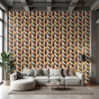 Abstract wallpaper multicolor yellow and blue irregular brushstrokes