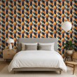 Abstract wallpaper multicolor yellow and blue irregular brushstrokes