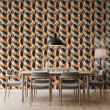 Abstract wallpaper multicolor yellow and blue irregular brushstrokes