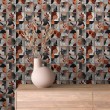 Papel Pintado Abstract Mosaico Rostros Beige