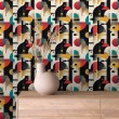 Abstract wallpaper multicolor black and red shapes