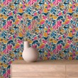 Abstract wallpaper multicolor pink and blue organic shapes