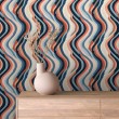 Abstract wallpaper multicolor blue and orange waves