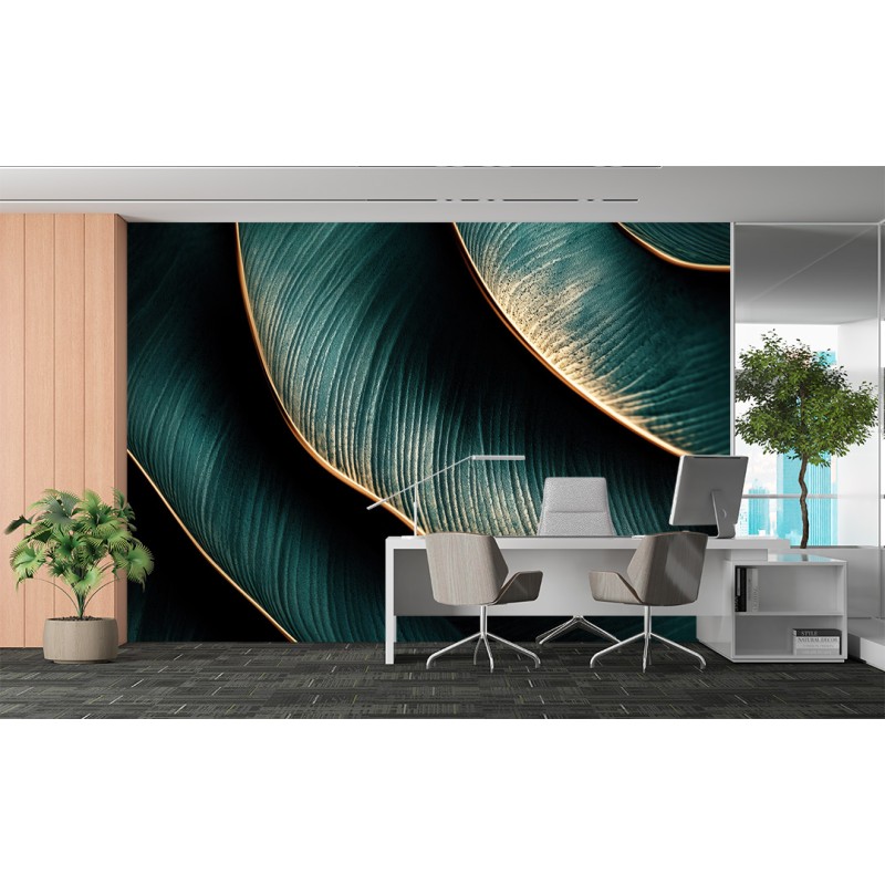 Fresque Murale de Feuilles de Palmier Foncées