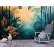 Fresque Murale de Feuilles de la Jungle émeraude