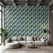 Abstract wallpaper multicolor blue and yellow leaves