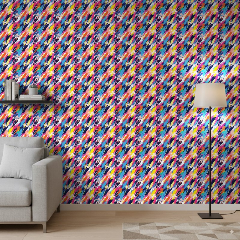 Abstract wallpaper multicolor pink and yellow organic shapes