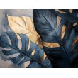 Luxury Blue and Gold Leaves Photomural