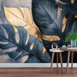 Luxury Blue and Gold Leaves Photomural