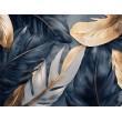 Elegante Fototapete mit goldenen Blättern und Federn