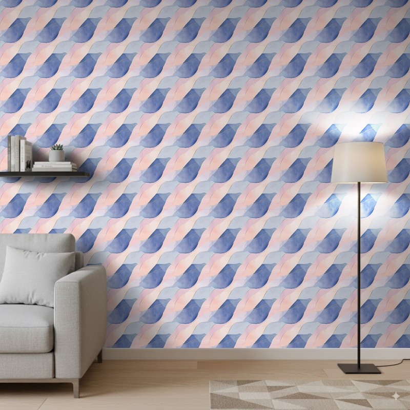 Carta da parati astratta onde multicolori blu e rosa