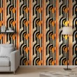 Abstract wallpaper retro shapes multicolor black and orange