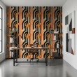 Abstract wallpaper retro shapes multicolor black and orange