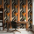 Abstract wallpaper retro shapes multicolor black and orange