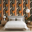 Abstract wallpaper retro shapes multicolor black and orange