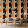 Abstract wallpaper retro shapes multicolor black and orange