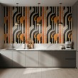 Abstract wallpaper retro shapes multicolor black and orange