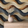 Papier peint abstrait vagues multicolores marron et noir
