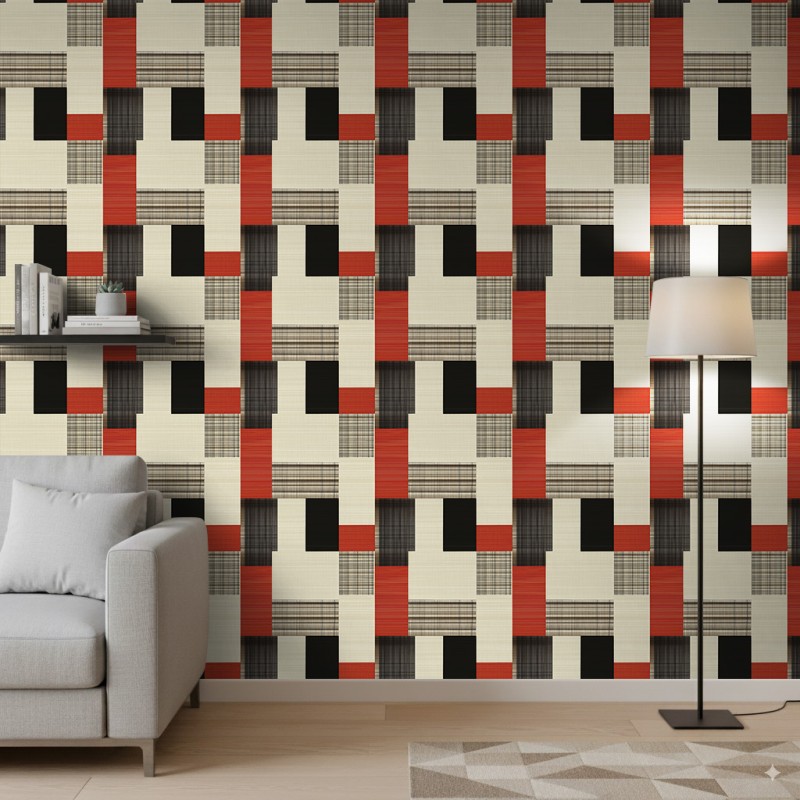 Abstract wallpaper retro checkered multicolor red and black