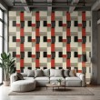 Abstract wallpaper retro checkered multicolor red and black