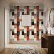 Abstract wallpaper retro checkered multicolor red and black