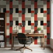 Abstract wallpaper retro checkered multicolor red and black
