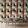 Abstract wallpaper retro checkered multicolor red and black