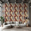 Abstract wallpaper multicolor waves brown and blue