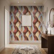 Abstract wallpaper multicolor waves brown and blue