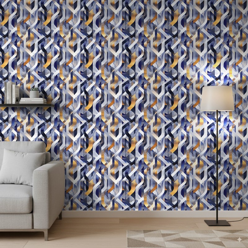 Abstract wallpaper interlaced lines design blue and white