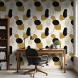 Abstract wallpaper organic shapes design black and mustard