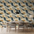Papel Pintado Abstract Diseño Ondas Azul Y Beige