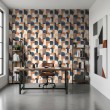 Abstrakte Tapete Bogen-Design Blau und Orange