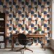 Abstrakte Tapete Bogen-Design Blau und Orange
