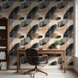 Papel Pintado Abstract Diseño Brochazos Negro Y Beige