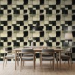 Abstrakte Tapete Quadrate-Design Beige und Schwarz
