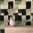 Abstrakte Tapete Quadrate-Design Beige und Schwarz
