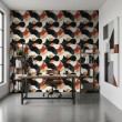 Abstract wallpaper wavy shapes design black and orange