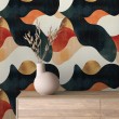 Abstract wallpaper wavy shapes design black and orange