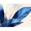 Fresque Murale De Luxe Avec Feuilles Bleues et Dorées