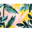 Fresque Murale Motif Feuilles de Palmier et Plage