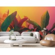 Fresque Murale Feuilles De Musa sur Fond Néon