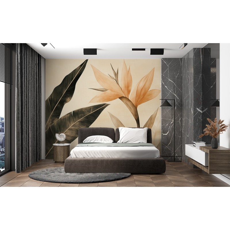Fresque Murale Feuilles et de Fleurs de Strelitzia