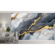 Fresque Murale en Marbre Gris et Blanc