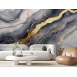 Fresque Murale Abstraite en Marbre Gris et Blanc